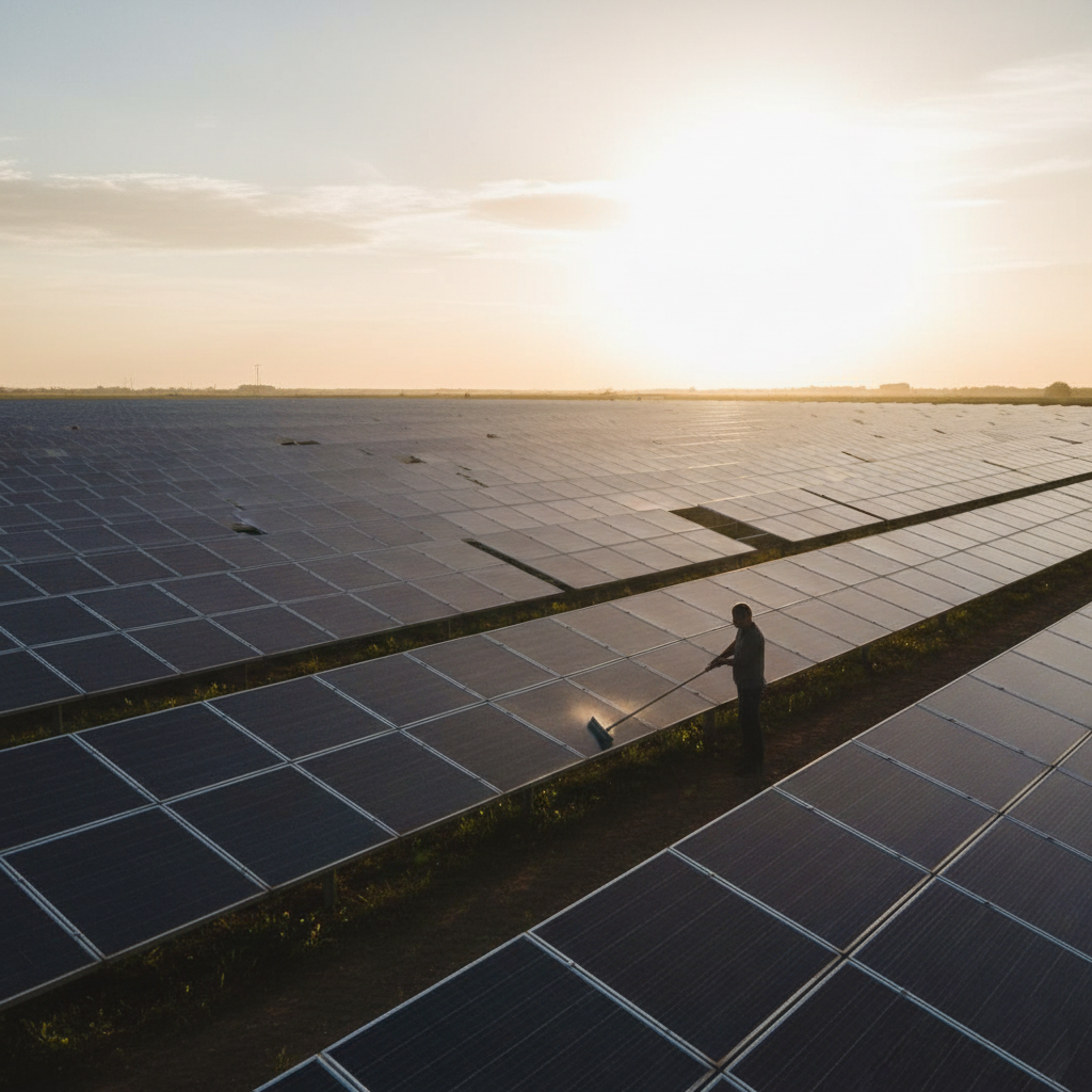 Large commercial building with extensive solar panel installation