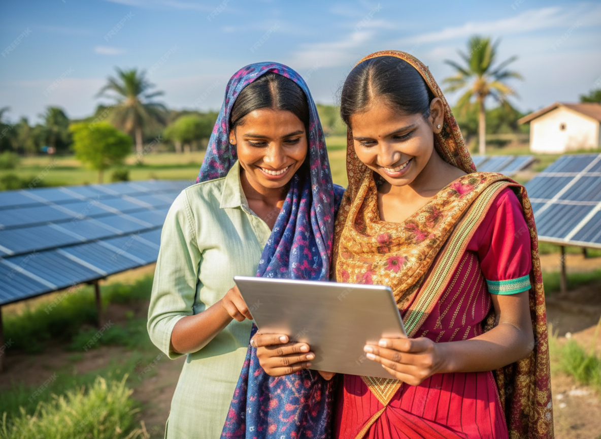 Various solar panel products and components on display
